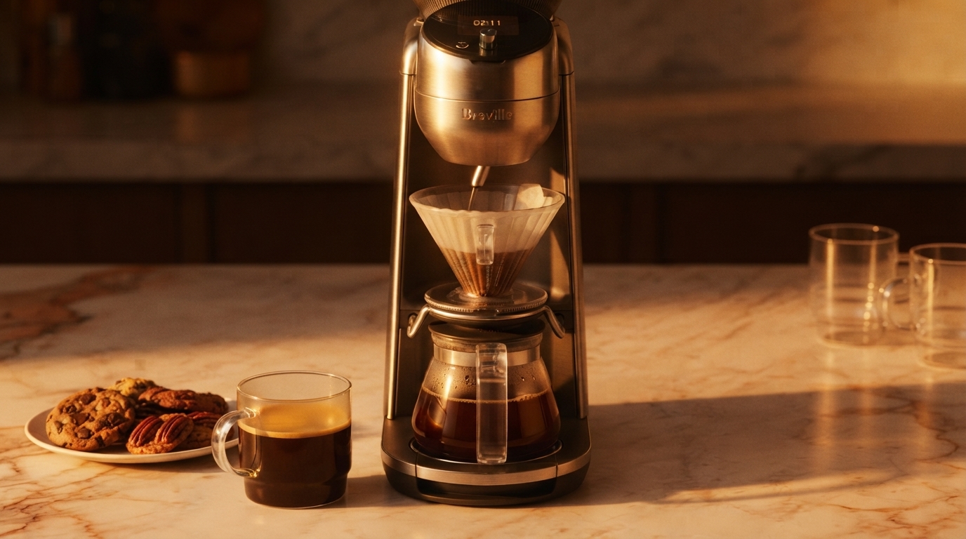 Editorial illustration for Breville Enters Automated Pour-Over Market with $600 Spiral Luxe Coffee Maker