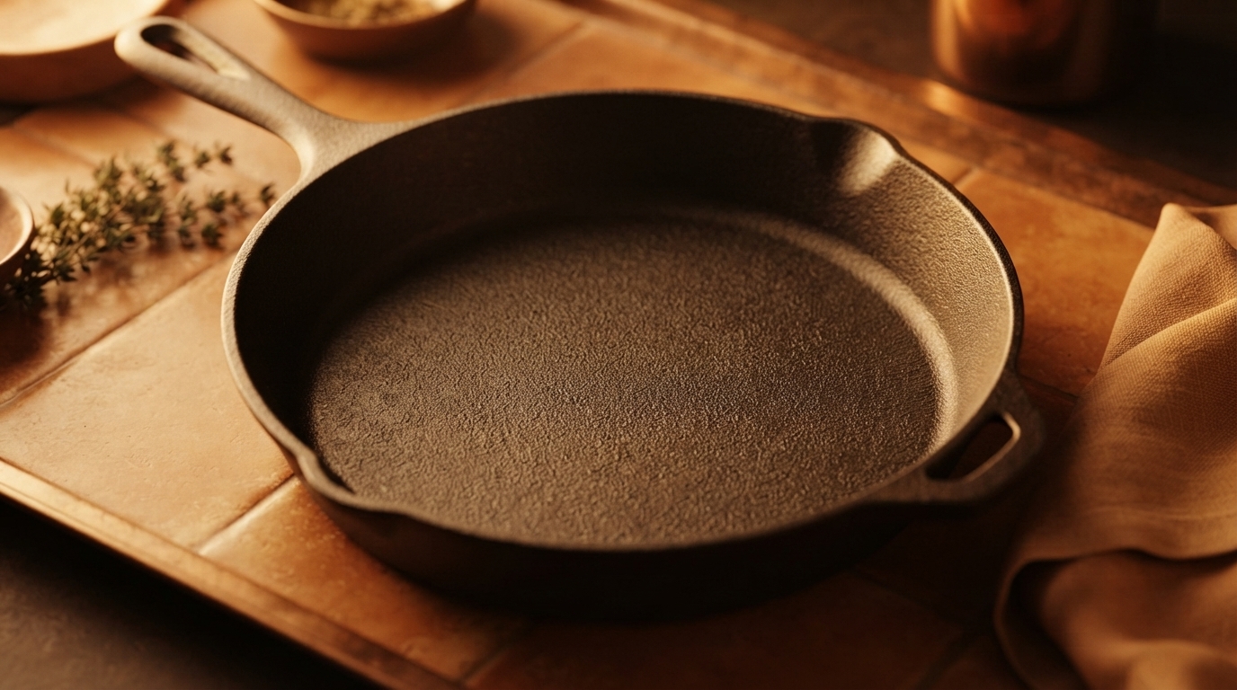 Editorial illustration for From Liquid Oil to Polymer Armor: The Chemistry That Makes Cast Iron Non-Stick